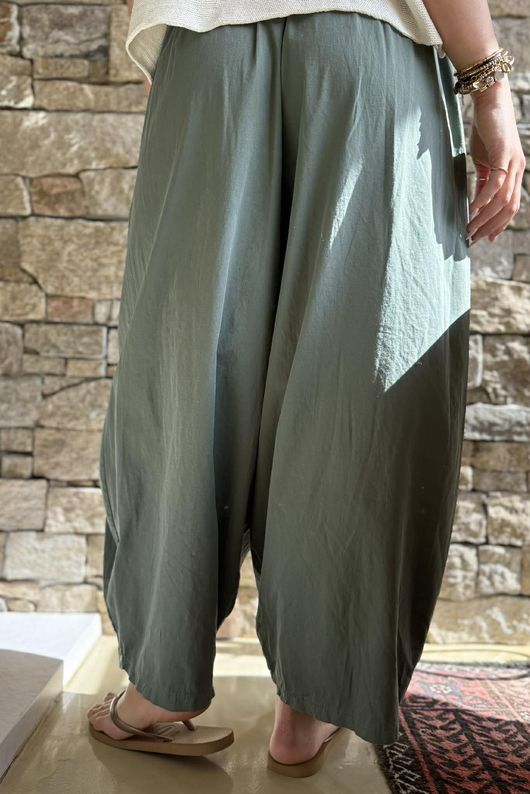Inga Stretch Poplin Cotton Barrel Pant Khaki